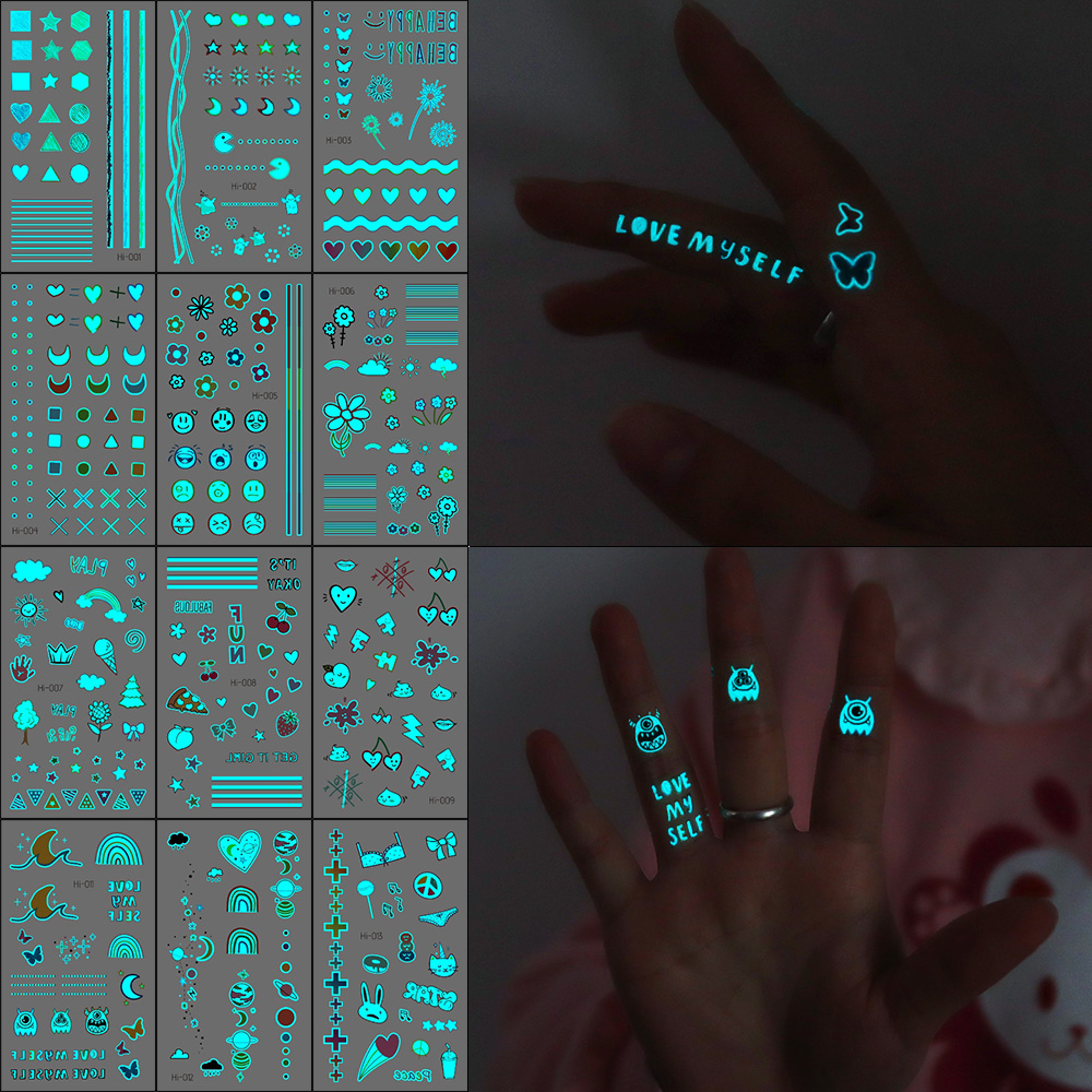 Glow In Dark Stars - Glow-in-Dark Tattoo Stickers 12PCS - UV