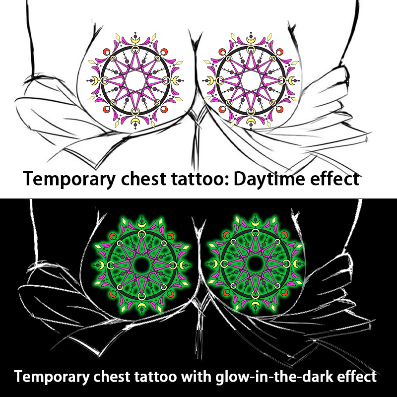 Glow In Dark Stars - Disposable Temporary Breast Tattoo Stickers with