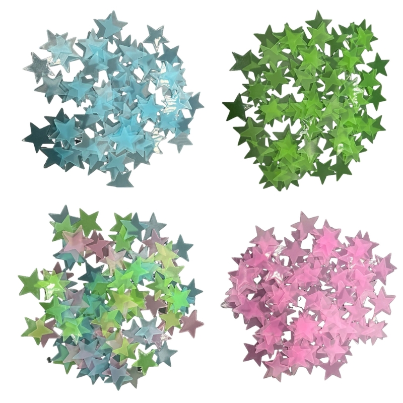Glow In Dark Stars - Pack of 100 Glowing 3D Star
