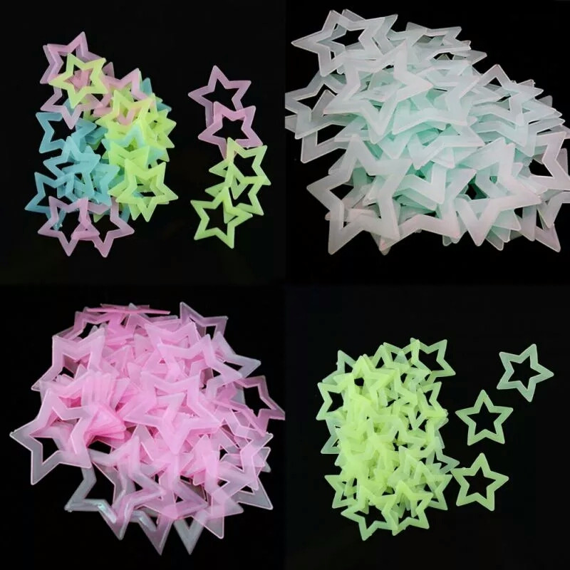 Glow In Dark Stars - 3D Hollow Star Energy Storage Fluorescent