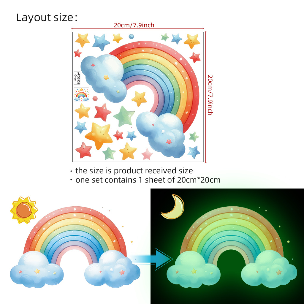 Cartoon Rainbow Luminous Wall  - огляд і ціна Glow In Dark Stars